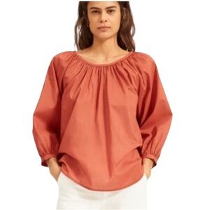 Everlane Light and Airy 3/4 Sleeve Top Long Sleeve Peasant Blouse Sz 00 Orange